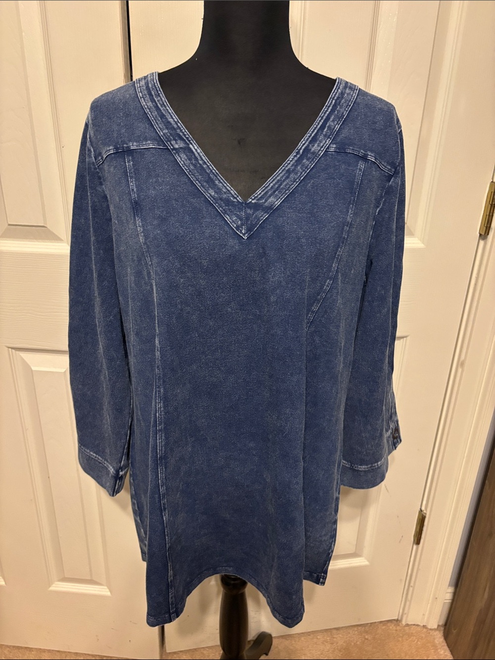 Soft Surroundings Wilma Washed Knit Denim Plus Tunic